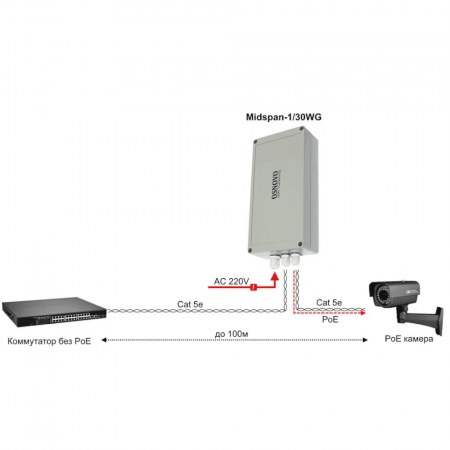 Инжектор PoE Midspan-1/30WG